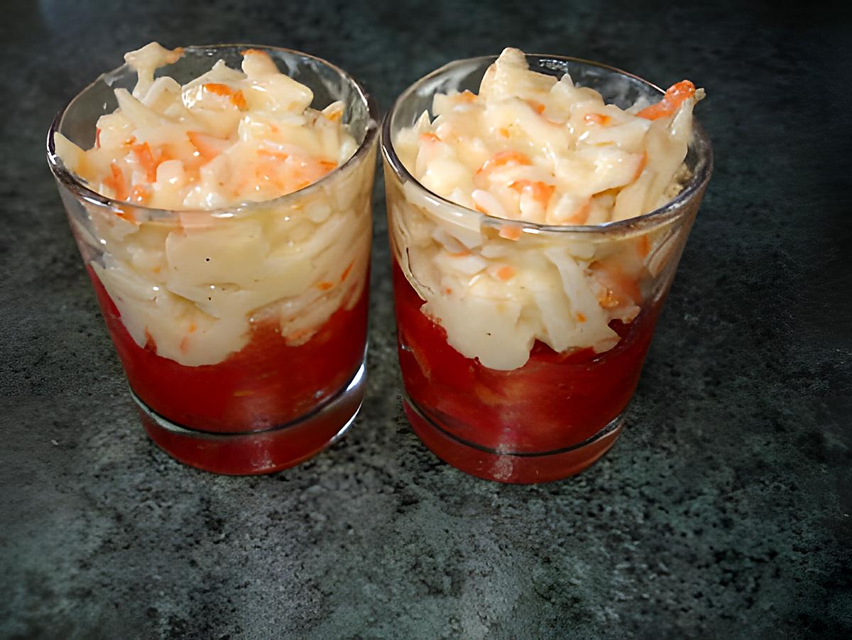 recette verrine de tomates et râpé de surimi- mayonnaise