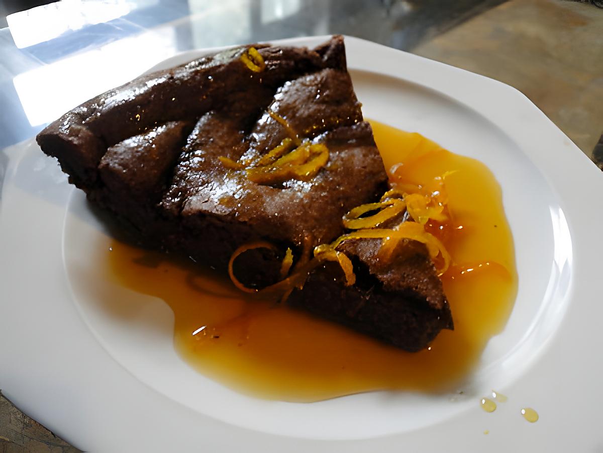 recette Gâteau "soufflé" au chocolat avec sauce  au caramel d'orange