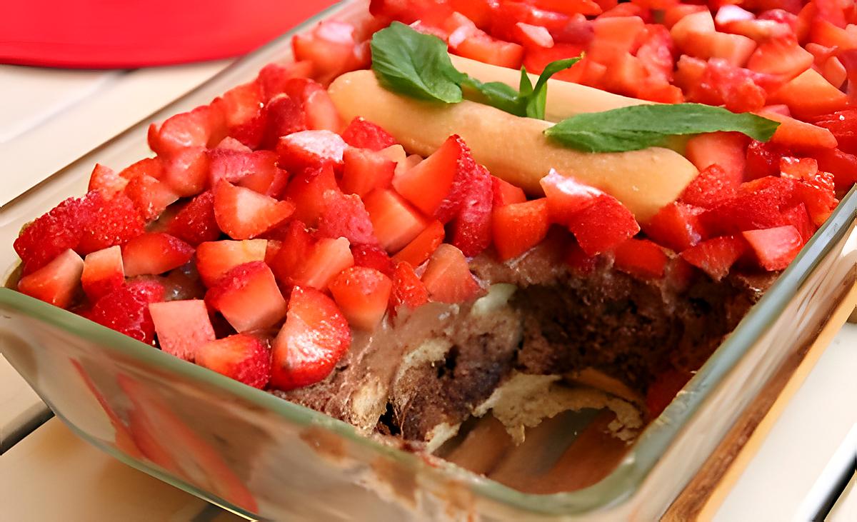 recette Tiramisu aux fraises et chocolat