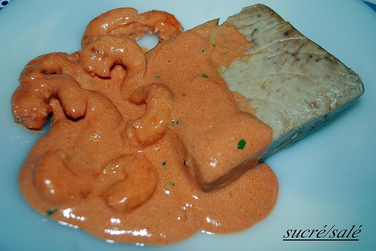 recette Pavé de thon sauce aux crevettes