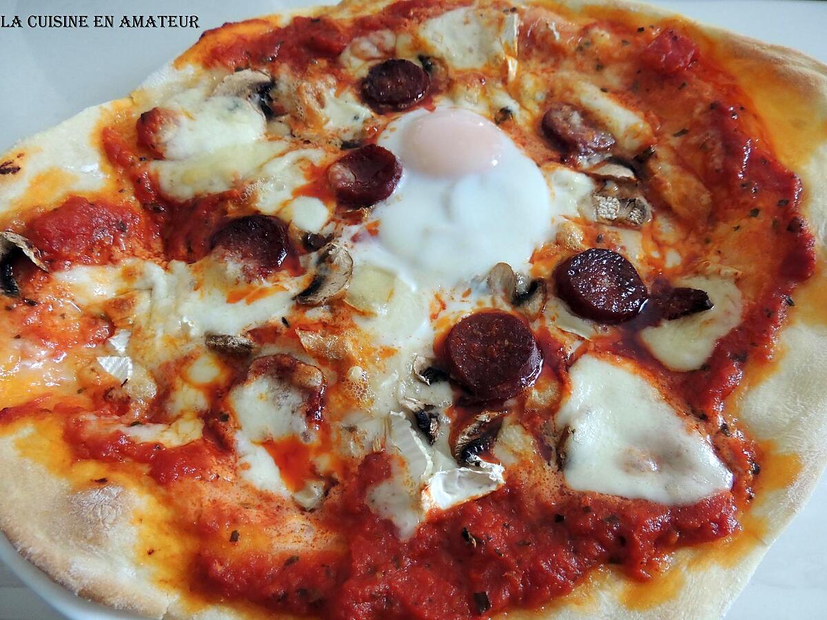 recette Pizza chorizo champignon oeuf