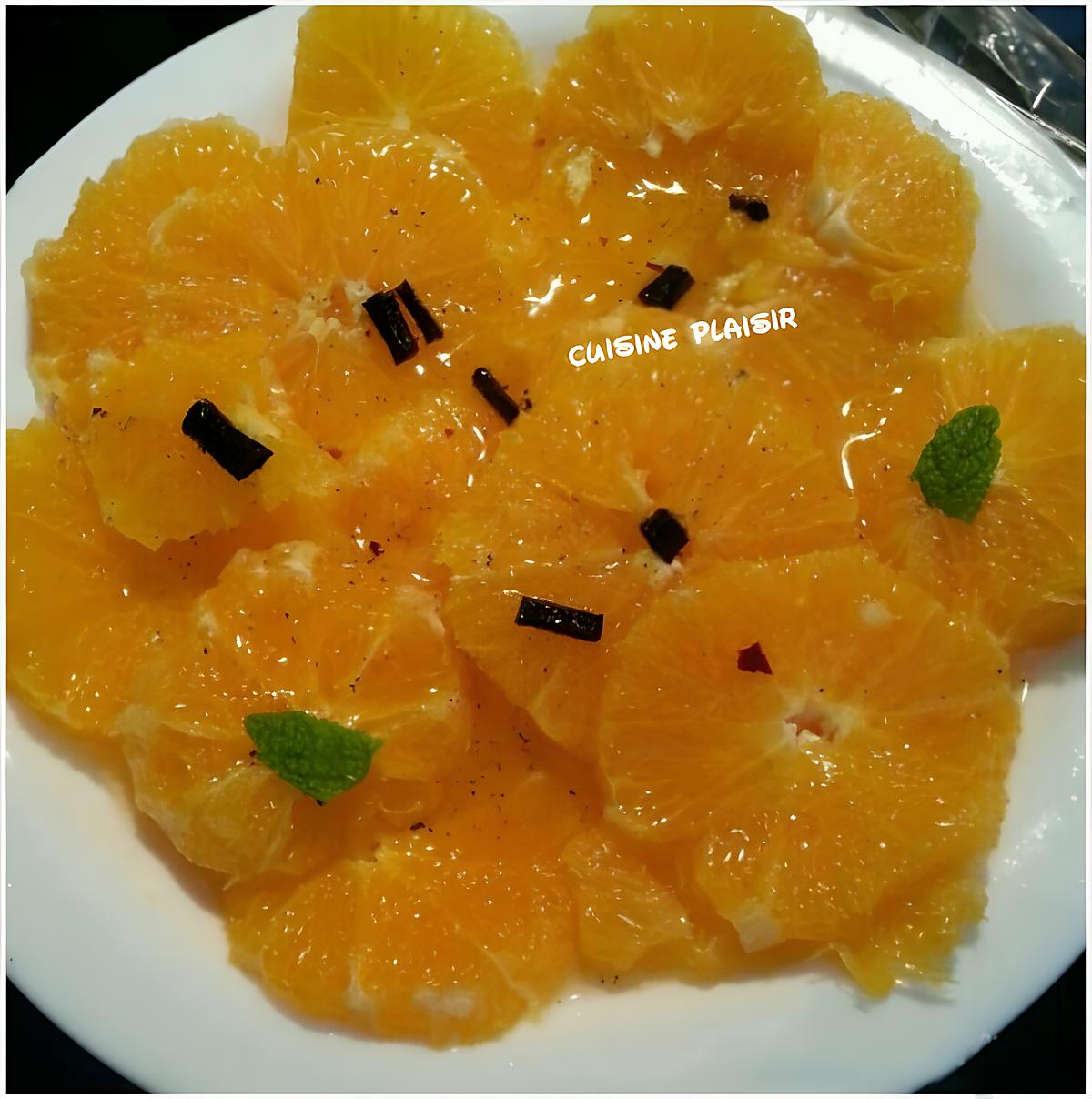 recette Carpaccio d'oranges épicée