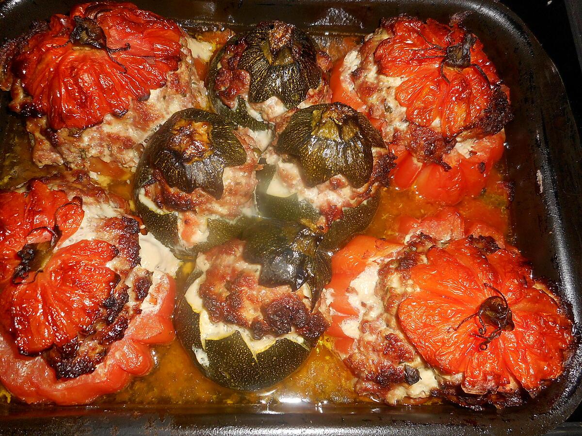 recette Tomates coeur de boeuf et courgettes rondes farce au parmesan