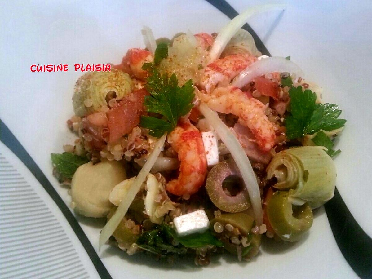 recette Salade composée au thon, écrevisses et Quinoa