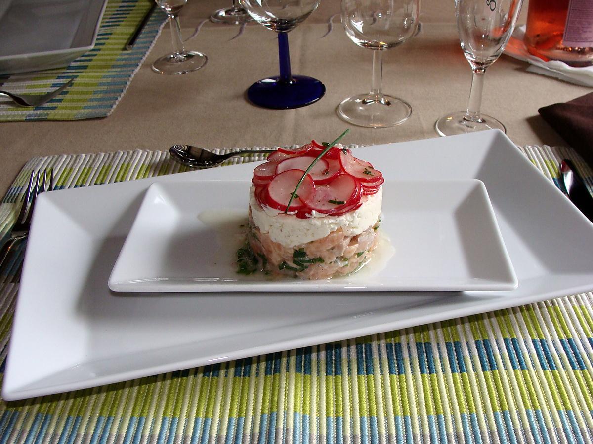 recette Tartare de saumon et radis croquant au Carré Frais