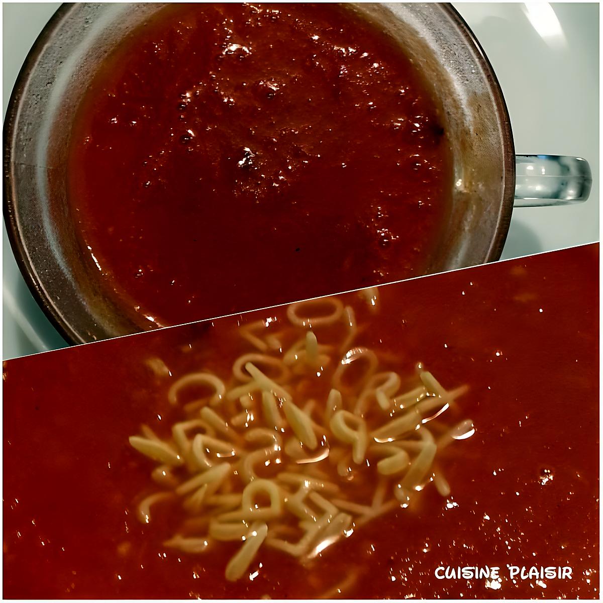recette Soupe à la tomate et alphabet