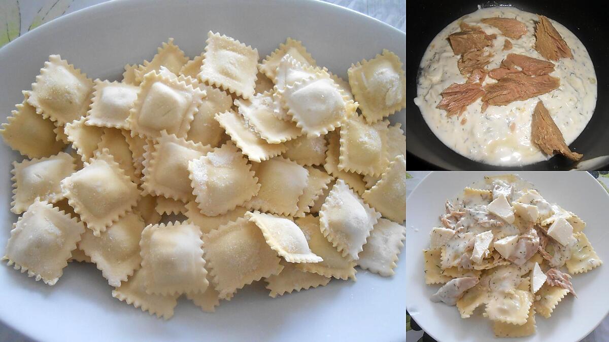 recette RAVIOLI AU BROCCIU SAUCE THON CREME CITRON ANETH