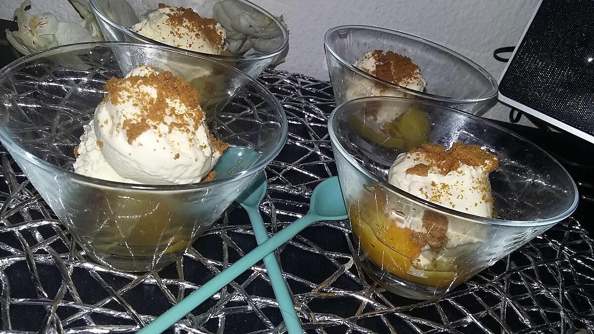 recette Verrines gourmandes mangue, ananas, glace vanille, speculoos