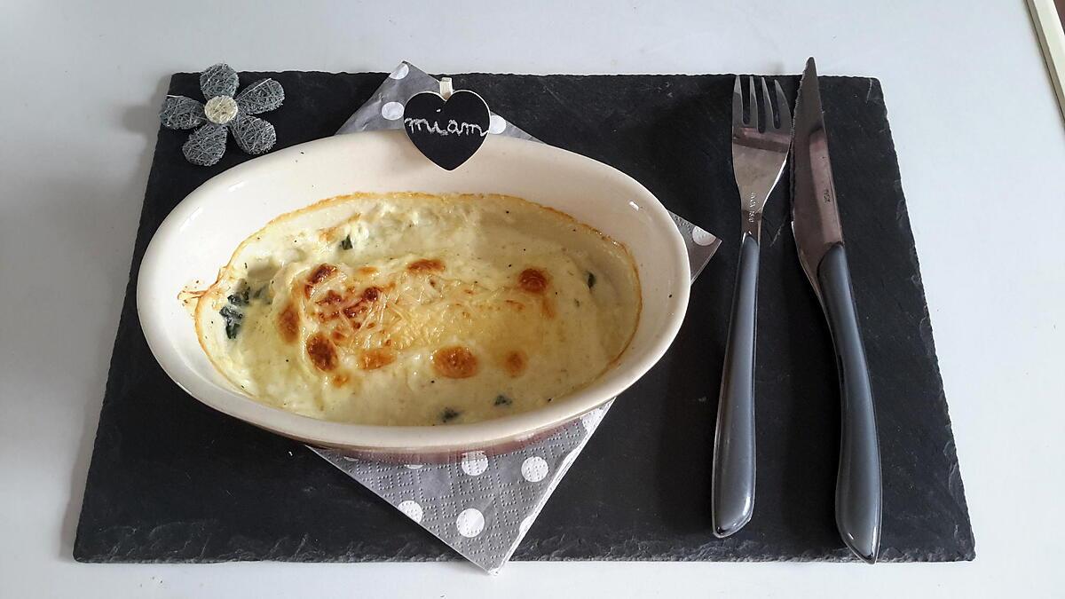 Recette de Gratin de saumon sur son lit d&amp;#39;épinards
