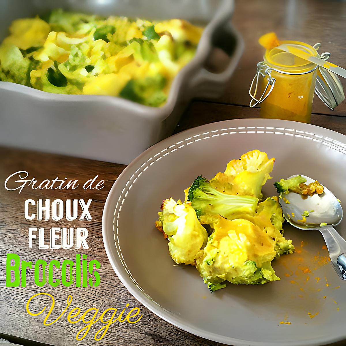 recette Gratin Choux Fleur - Brocolis au Lait d'amandes et Curcuma (Thermomix ou pas)