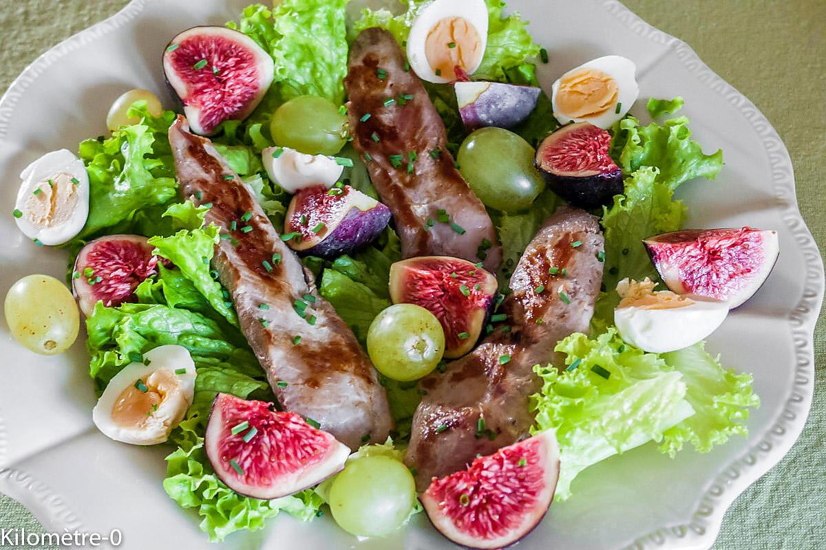 recette Salade de filets de canard aux figues et aux raisins