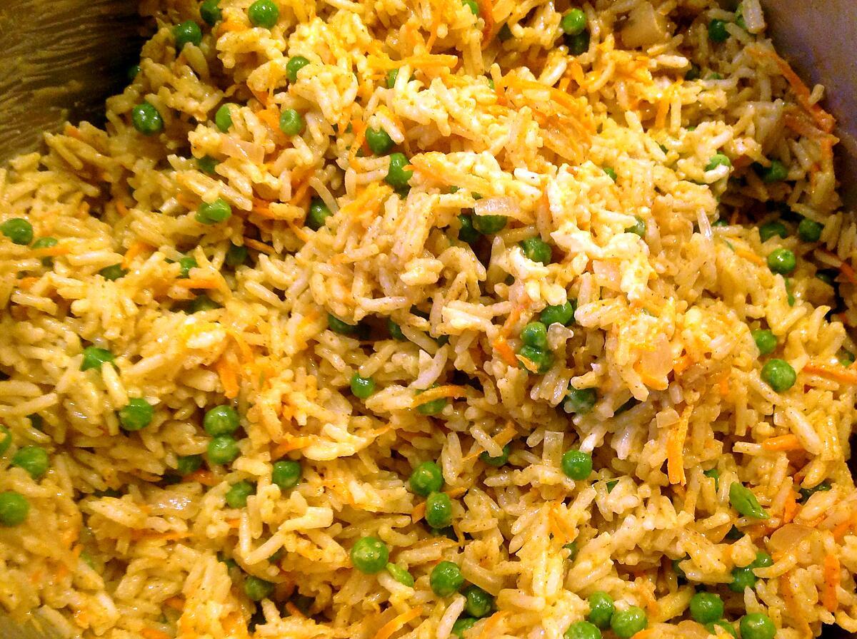recette Carottes, riz et petits pois épicé au curry en accompagnement
