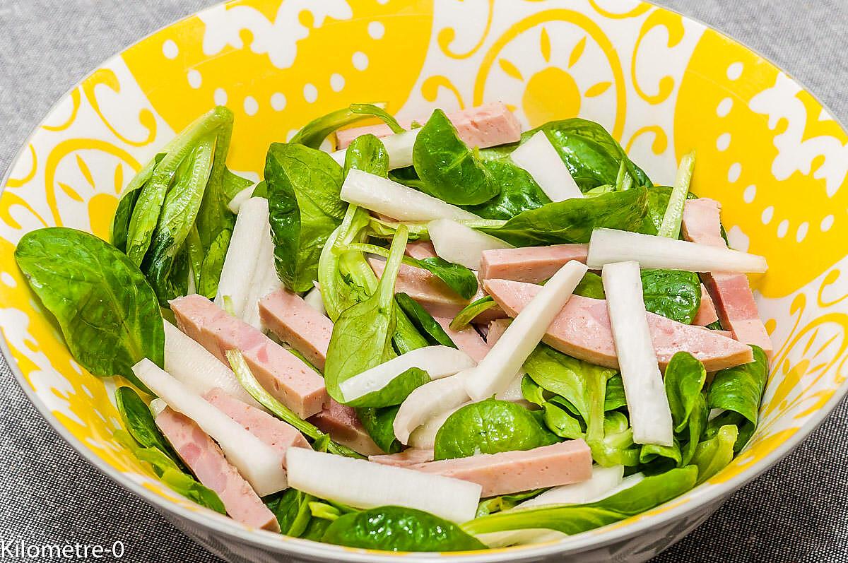 recette Salade de mâche, cervelas et radis noir