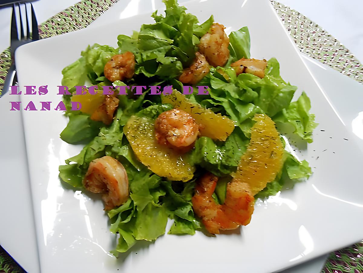 recette Salade de crevettes-laitue-orange