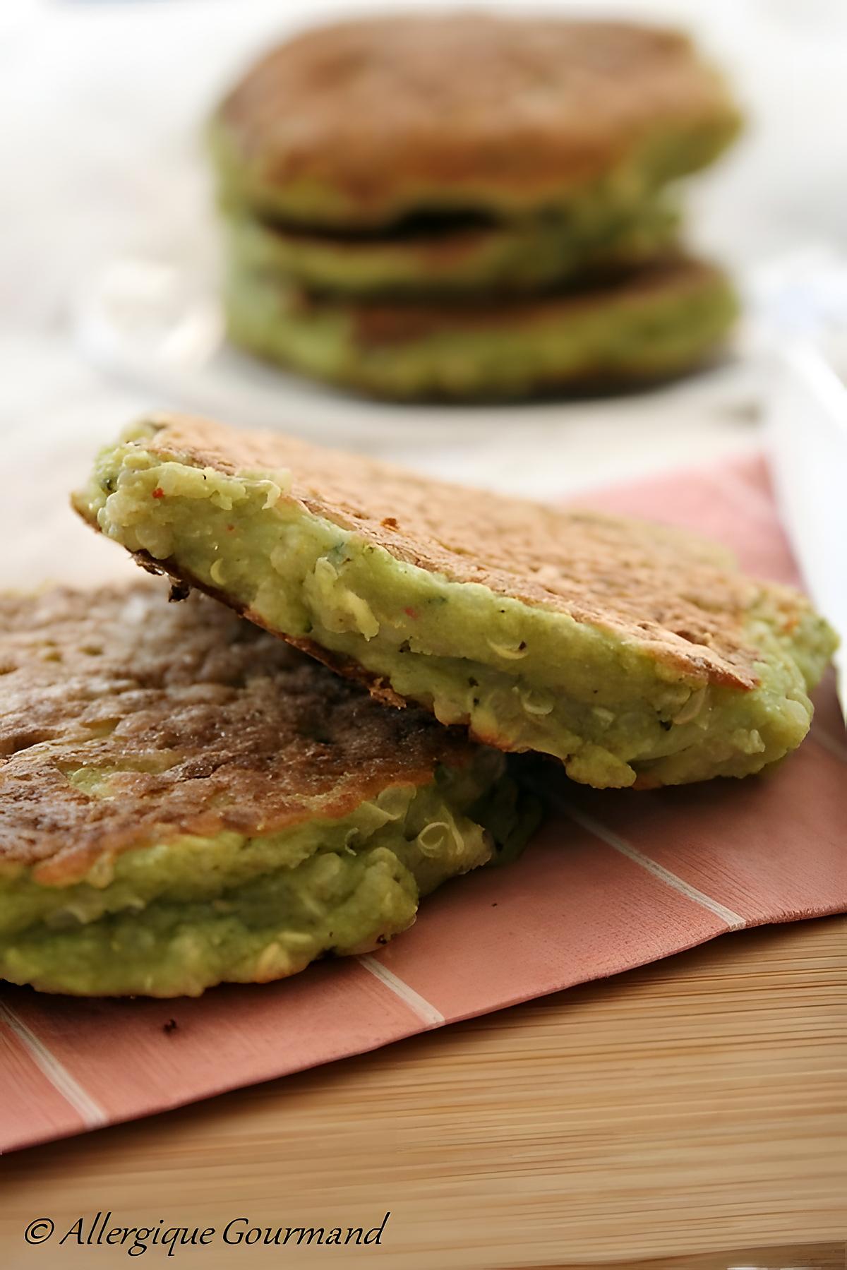 recette Galettes pois cassés, quinoa, brocoli { sans gluten, sans lait sans oeufs }