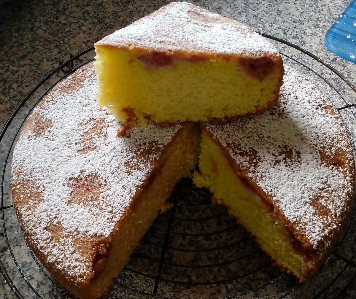 recette Cake au yaourt amandes et framboises.