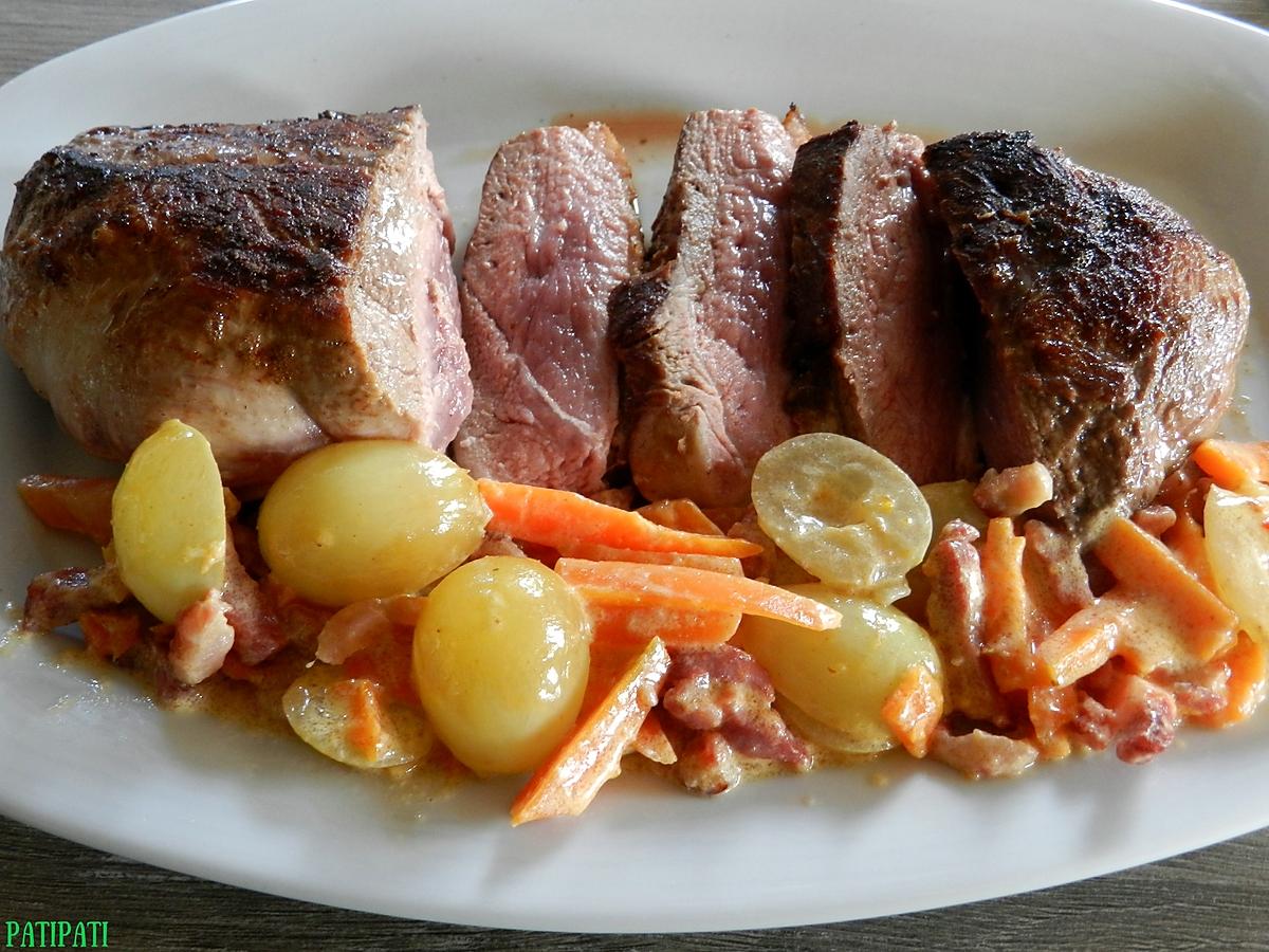 recette Magret de canard et ses carottes aux raisins blancs