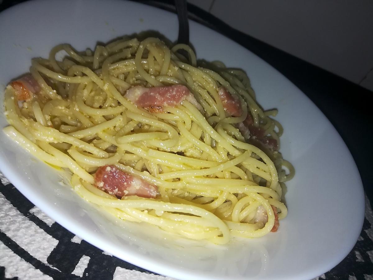 recette Spaghettis aux lardons sauce au citron et au parmesan