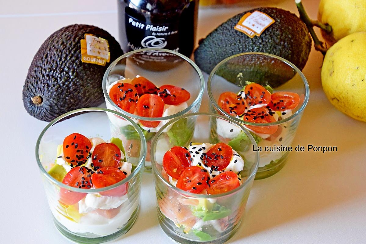 recette Verrine avocat "Petit Plaisir", saumon fumé et tomate
