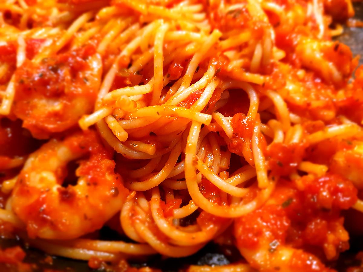 recette Pâtes aux crevettes, sauce tomate