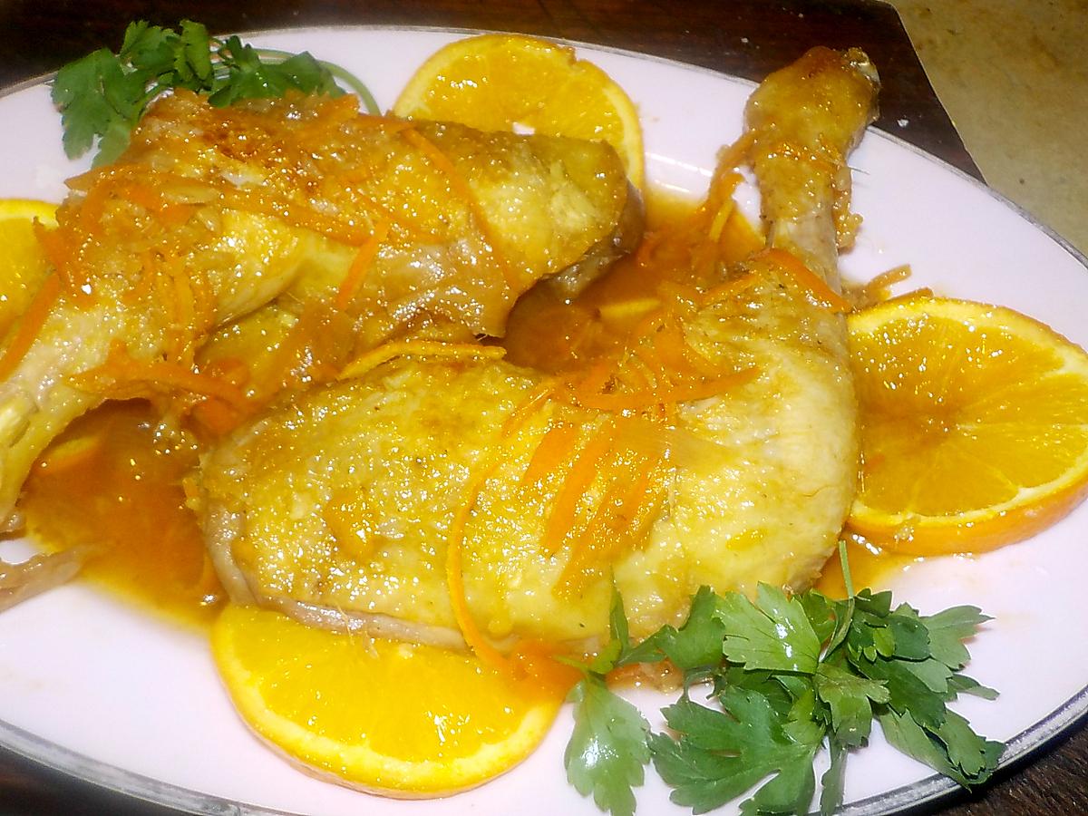 recette Cuisse de poulet a l orange,miel,gingembre
