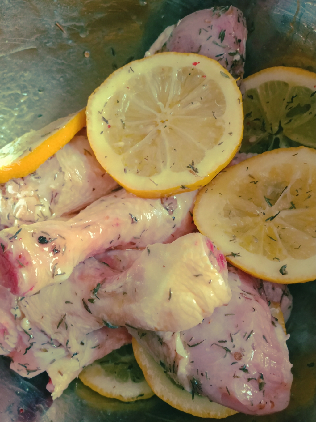 recette Poulet mariné aux citrons et au thym