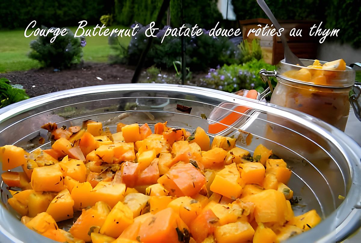 recette Ooo Courge butternut et patate douce rôties au thym ooO