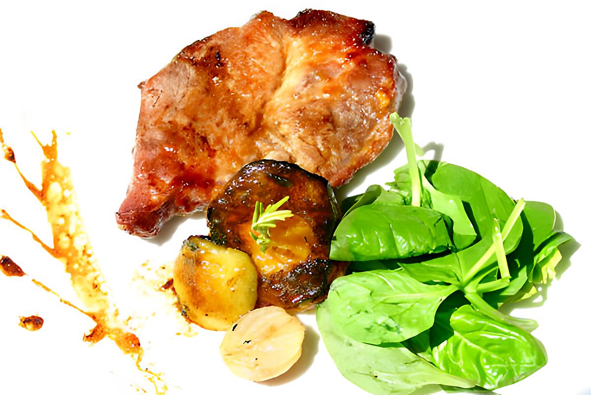 recette Porc grillé mariné aux pêches, sauce miso