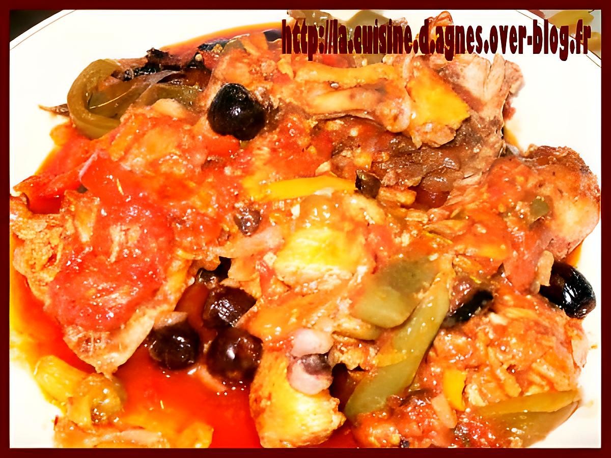 recette Cuisses de poulet aux 3 poivrons et aux olives de Nyons