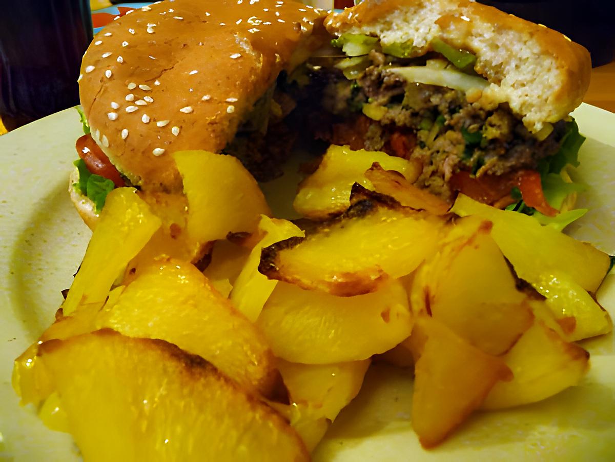recette Hamburger aux épinards, pommes frites maison