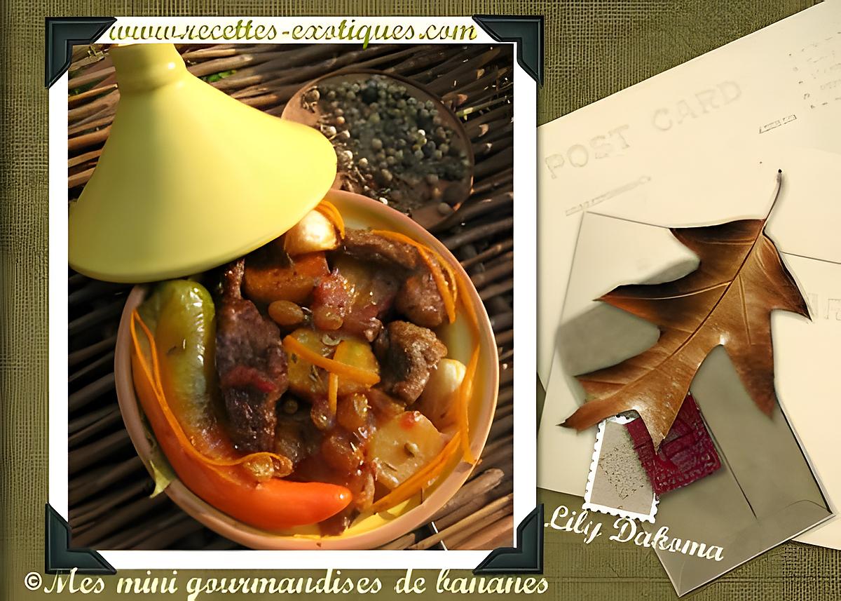 recette Tajine de boeuf aux plantains et oranges confites de Lily Dakoma