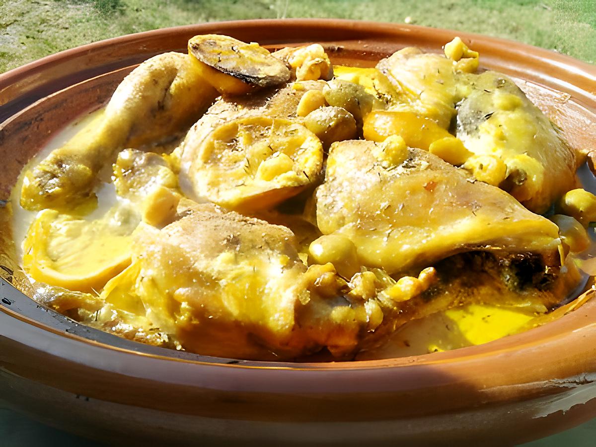 recette Tajine de poulet au citron et olives à la créme