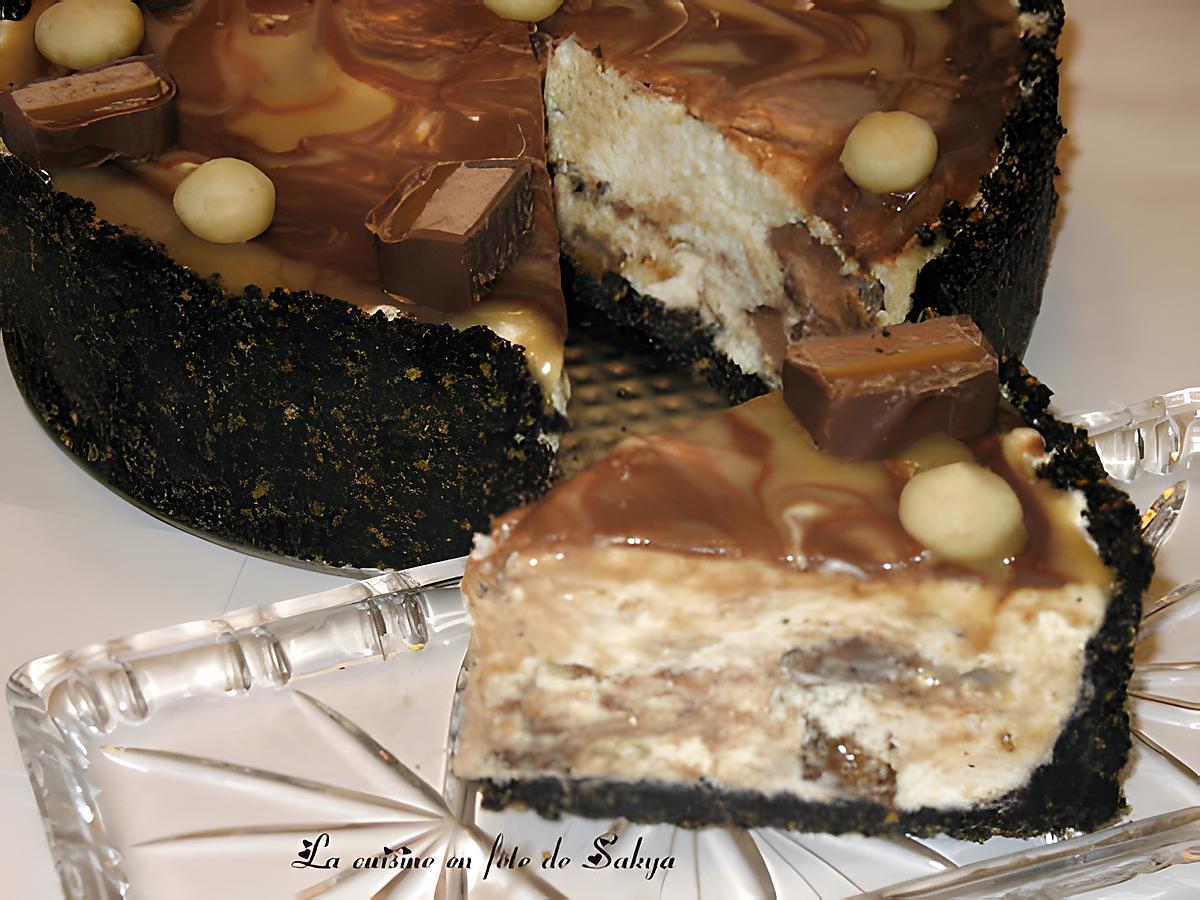 recette Cheesecake au chocolat, caramel et Barre Mars