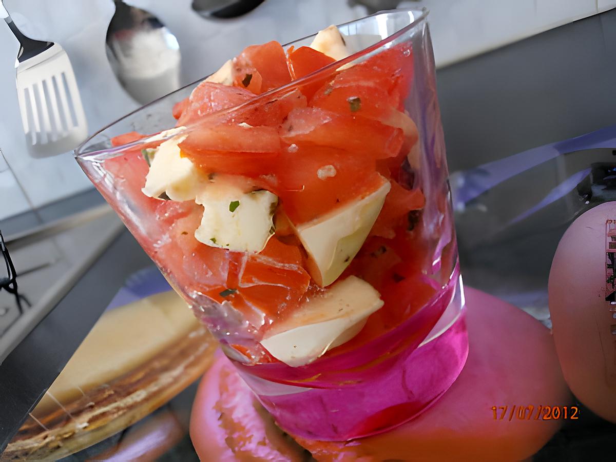 Recette de Salade de tomates et mozzarella version verrine