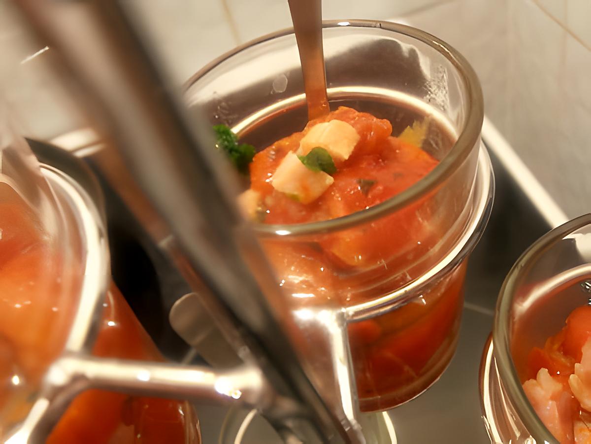 recette verrine poivron grillé-petits lardons (apéro de noël)