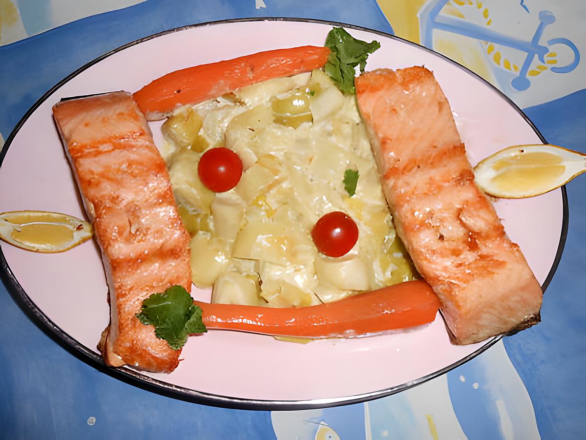 recette Pavés de saumon avec sa fondue de poireaux