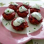 recette CUPCAKES salés de betterave et fromage frais aux herbes .....délicieux.