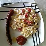 recette salade de pâtes ,merguez et saucisse blanche+le 4 h