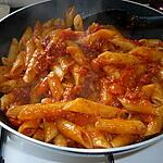 recette Penne tomate, chorizo, basilic