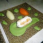 recette plat légé:ballotine de volaille farcie au gruyère  allégé et ses lisses purées