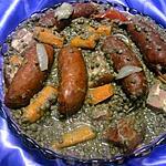 recette Lentilles, saucisses, poitrine fumées.