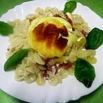 recette Pâte aux lardons fumés au St Marcellin.gratinés.