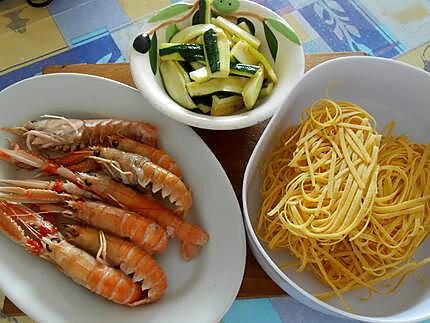 Langoustines et courgettes (tagliolini con scampi et zucchine) 430