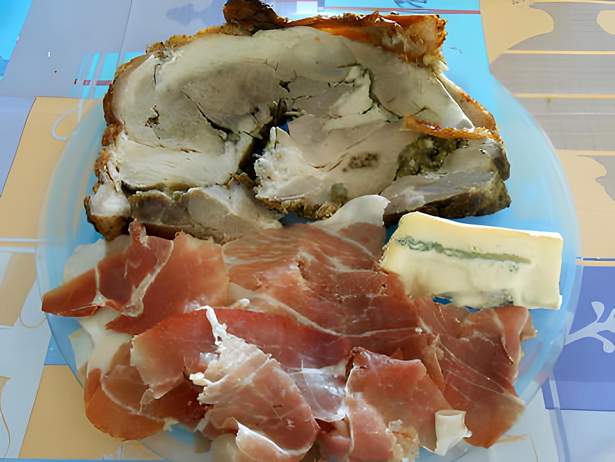 Assiette froide porchetta e prosciutto crudo (jambon cru) 430