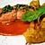 recette Saumon, coulis de tomates rôties et pommes dauphines à la patate douce et au romarin