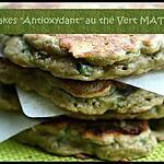 recette ** Pancakes antioxydants : petit pois , thé vert  Matcha, noix de cajou et menthe ... tout vert **