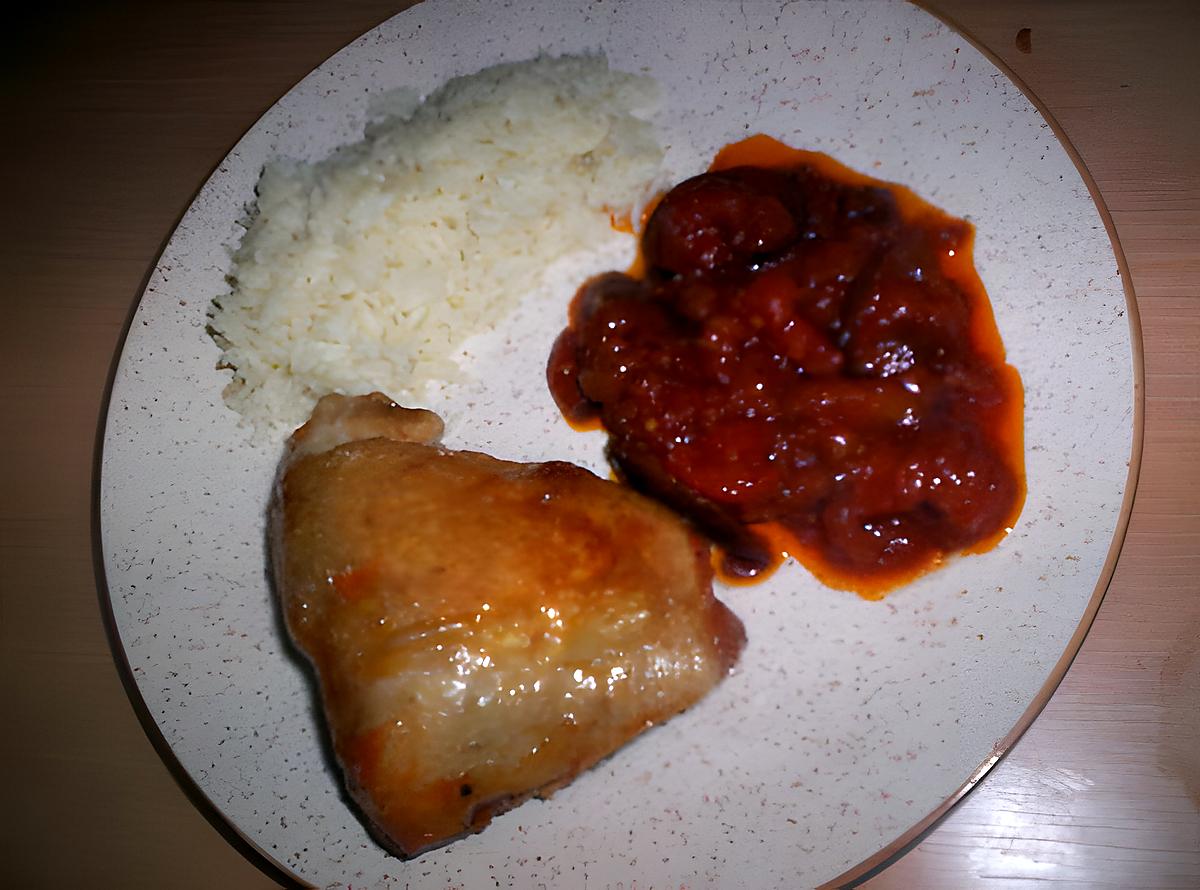 recette Poulet accompagné de ses aubergine a la provençale