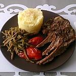 recette carré d'agneau origan et romarin , haricots verts et sa purée maison a la muscade