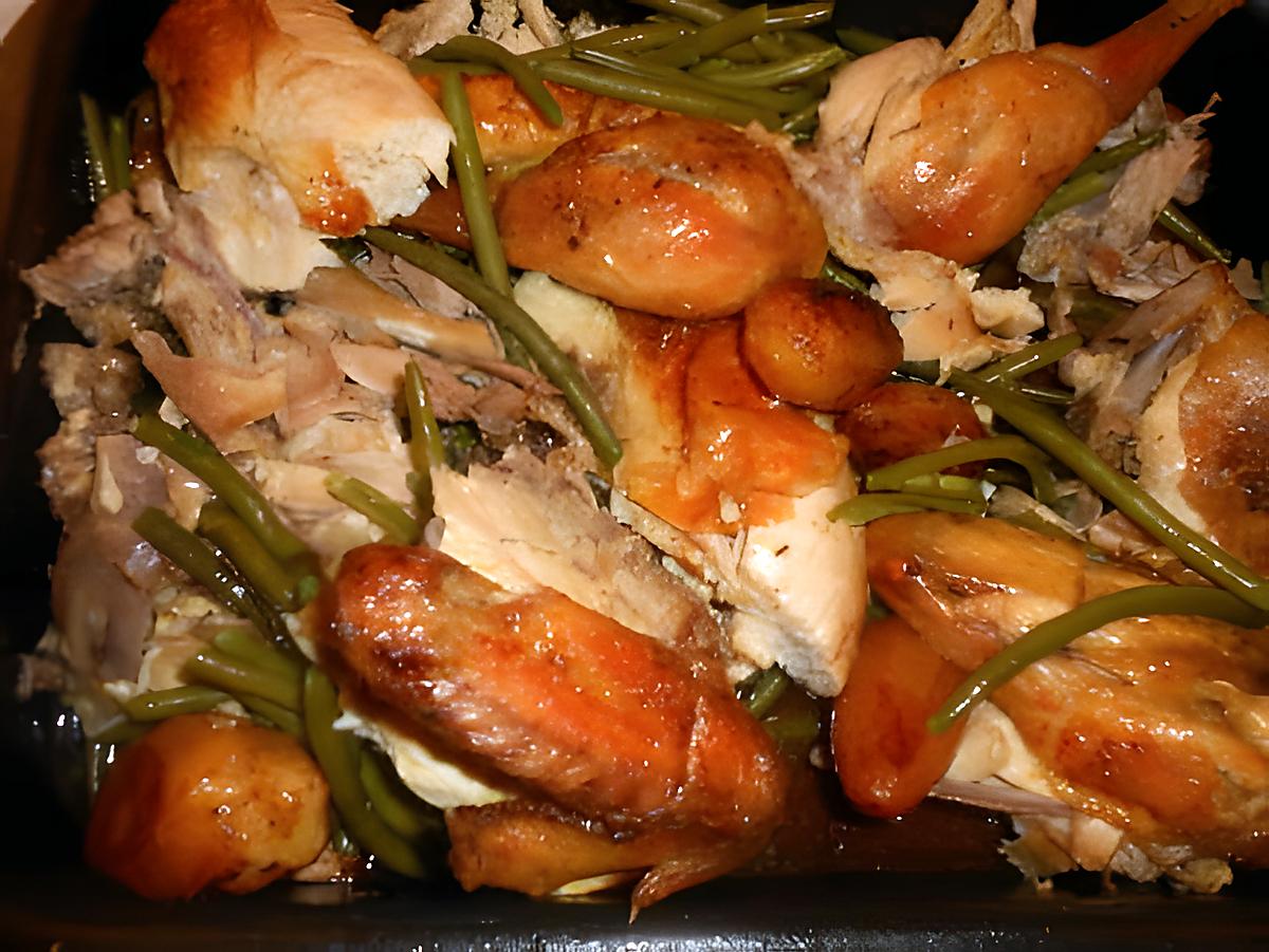 recette Poulet roti haricots vert et pommes de terre