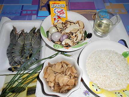 Risotto aux 2 champignons et gambas 430